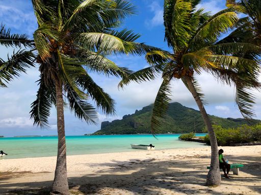 Landscape from Maupiti Island airport in French Polynesian