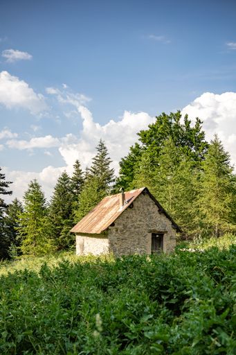 A little cabin in the Poliny's forest in the Champsaur Valley in France