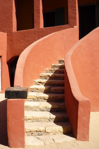 A vertical shot of a staircase