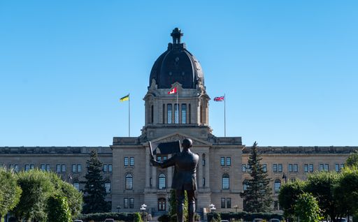 A beautiful view of the facade of Saskatchewan legislative building in Regina, Canada