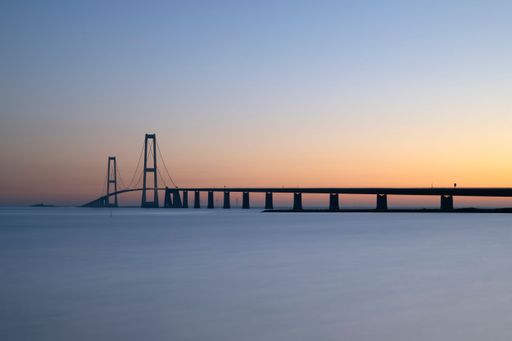 The Storebaelt Bridge, Denmark at sunset