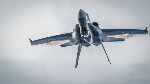 A FA18 Hornet Swiss Air Force Boing McDonnell Douglas in motion in the sky