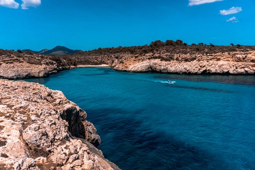 A landscape view of a sunny day over the Mallorca beach. Balearic Islands, Spain