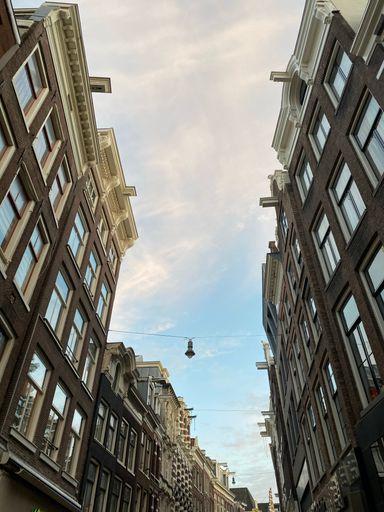 A bottom view of city buildings