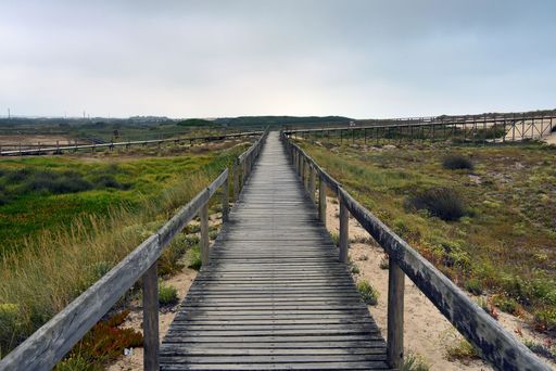 Walking through the dunes in Costa Nova, Portugal