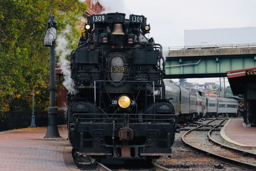 The Western Maryland Scenic Railroad train captured from the front