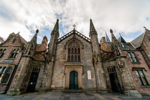 A low angle shot of a St Mary's Roman Catholic Church in Inverness, UK