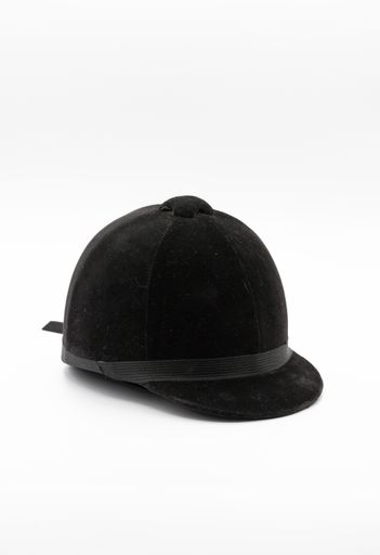 A vertical closeup shot of a baseball cap isolated on a white background
