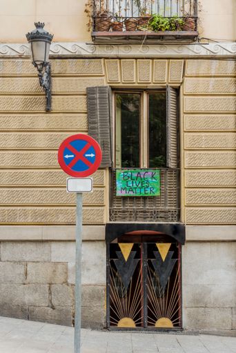 Black live matters poster in sign of protest.