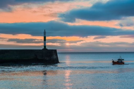 A beautiful pink soft sunset over the coastline
