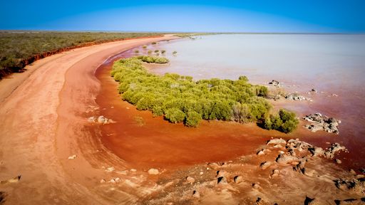 The coastline of Roebuck Bay, Broome, Western Australia, aerial