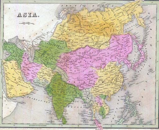 The old map of Asia on the Goodrich atlas from the year of 1841