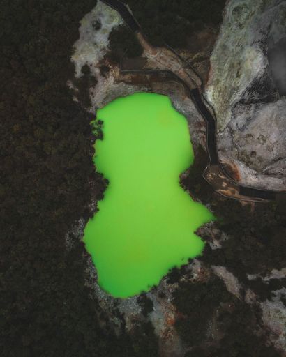 A top view of Champagne Pool in New Zealand