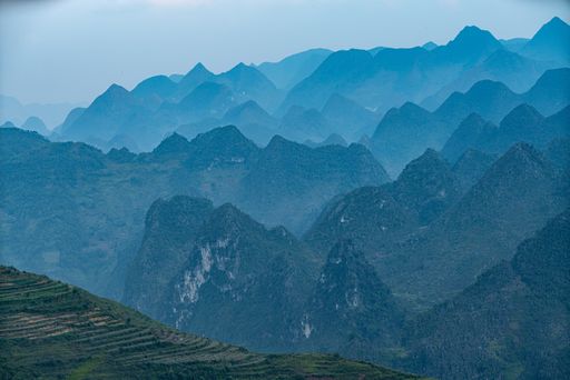 An aerial shot of a beautiful summit in Vietnam - great for a cool background