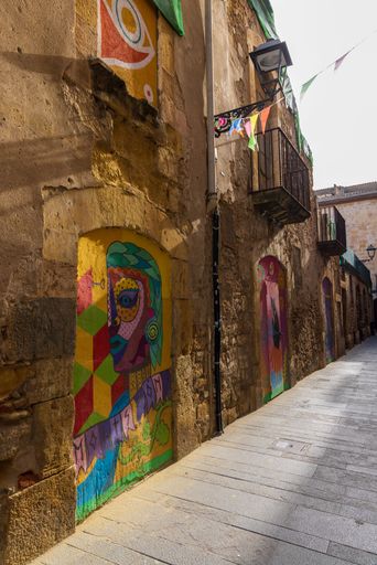 An old town of Tarragona city in Southern Spain (Costa Dorada) with ancient brick buildings