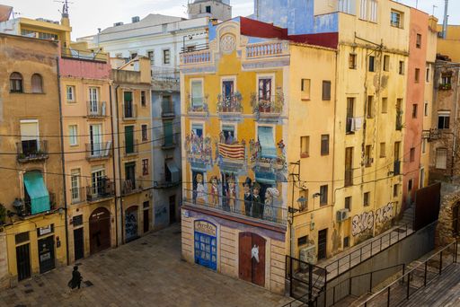 An old town of Tarragona city in Southern Spain (Costa Dorada) with painting on walls