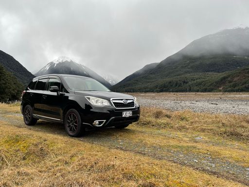 A Black Subaru Forester in the Arthur's pass national park
