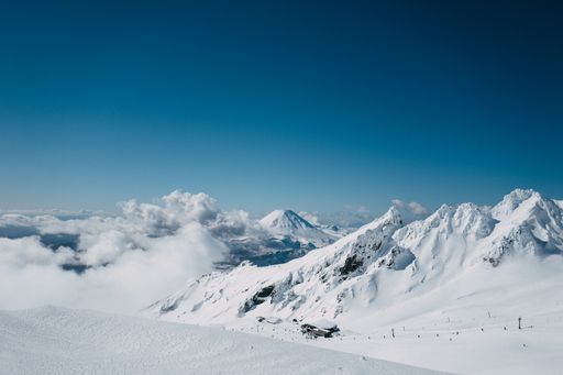 A beautiful shot of the Mount Ngauruhoe from Whakapapa skifield under the blue sky