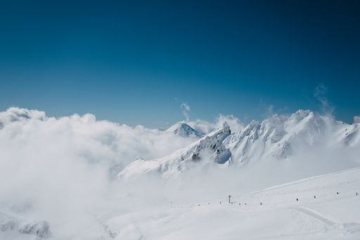 A beautiful shot of the Mount Ngauruhoe from Whakapapa skifield under the blue sky
