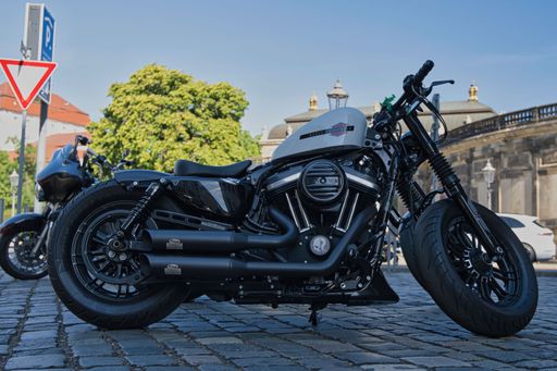 harley davidson in a parking lot