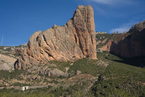 The beautiful landscape of the famous rock formations of Mallos de Riglos in Spain