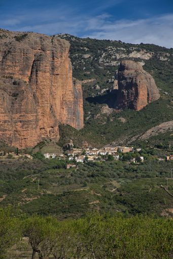 The beautiful landscape of the famous rock formations of Mallos de Riglos in Spain