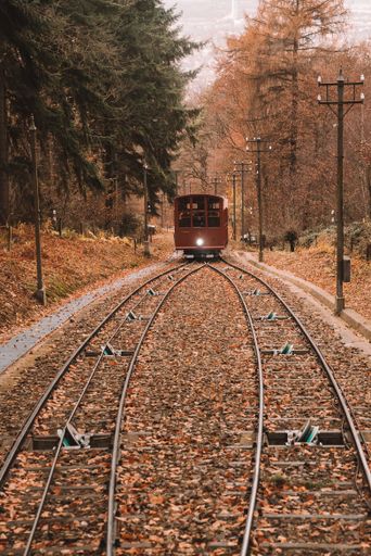 A beautiful shot of a tram railway in Heidelberg, Germany