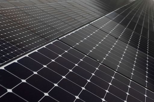 A closeup shot of solar panels