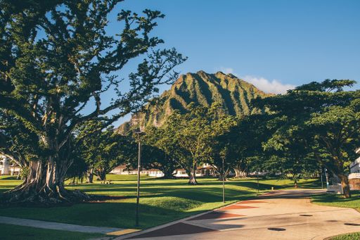 A beautiful shot of the Kaneohe district park on a sunny day near Honolulu in Hawaii during daylight