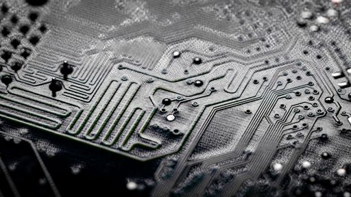 A Close up shot of printed wiring on PC circuit board