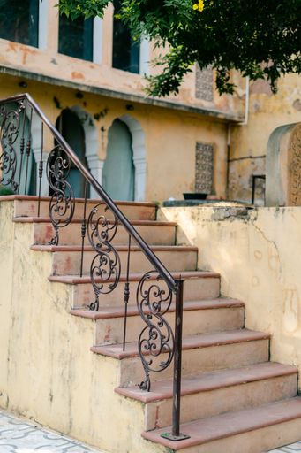 Traditional courtyard on the street with a stairway India