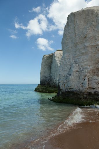 A vertical shot of the beautiful White Cliffs by the sea captured in England