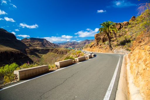 An empty road through the Gran Canaria island, in Spain