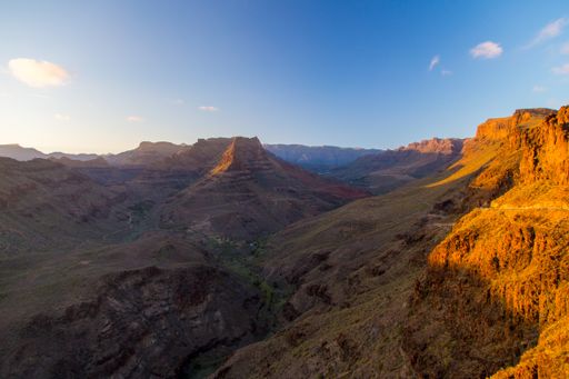 A canyon view at sunset on the Gran Canaria island