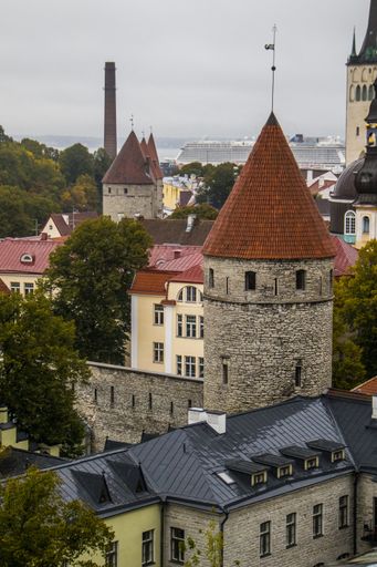 A vertical shot of the beautiful historical buildings in Tallinn, Estonia