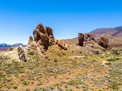 The Mount Teide under the sunlight and a blue sky in Spain