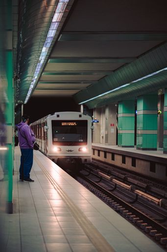 A train arriving in metro station