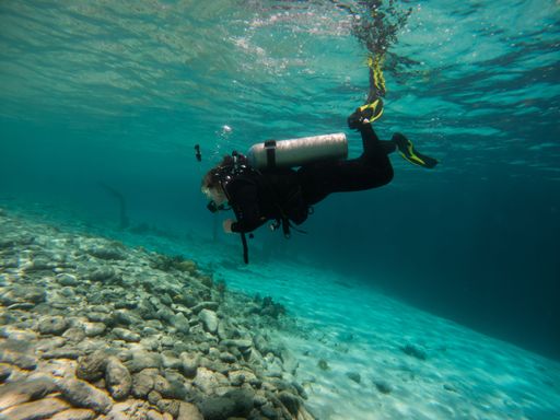 A scuba diver underwater exploring the ocean