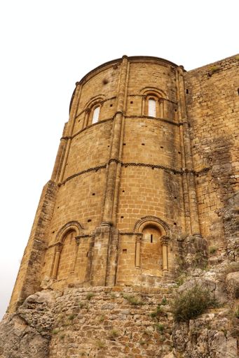 A vertical shot of the Loarre castle in Huesca, Spain