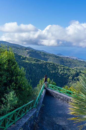 A female exploring the natural park of Cubo de la Galga on the island of La Palma, Canary Islands