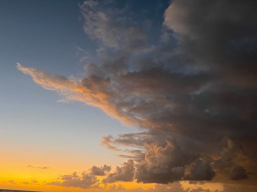 The sky of Alexandria city, the land of beauty queen Cleopatra, at sunset.
