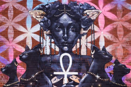 A beautiful shot of street art on a wall in the Birmingham city of the UK