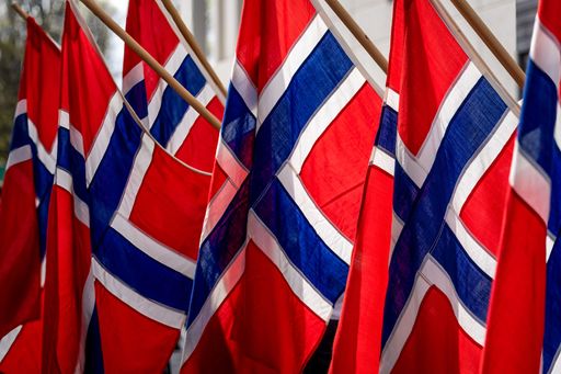 The Norwegian flags on constitution day in Haugesun