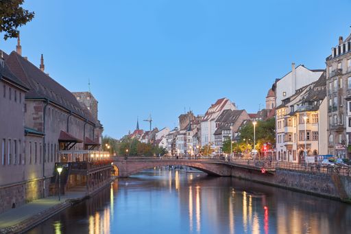 A beautiful view of a bridge over the river in Strasbourg, France