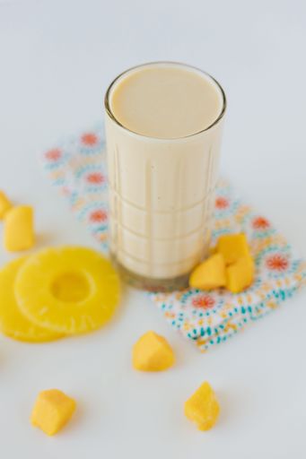 A vertical shot of the Pineapple Protein Shake