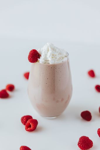 A vertical shot of the Raspberry Milkshake