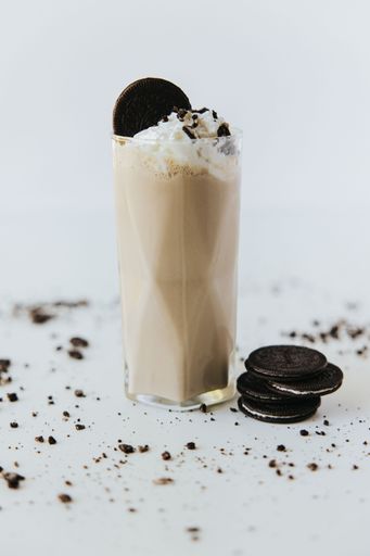 A vertical shot of an Oreo Milkshake