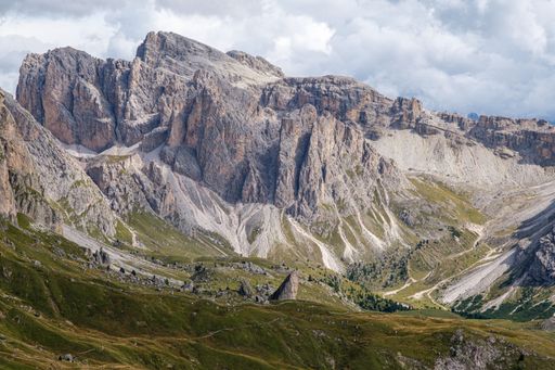 Breathtaking panoramic view of the mountain Seceda in the Dolomites Alps, South Tyrol, Italy