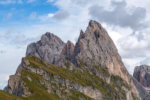 Breathtaking panoramic view of the mountain Seceda in the Dolomites Alps, South Tyrol, Italy