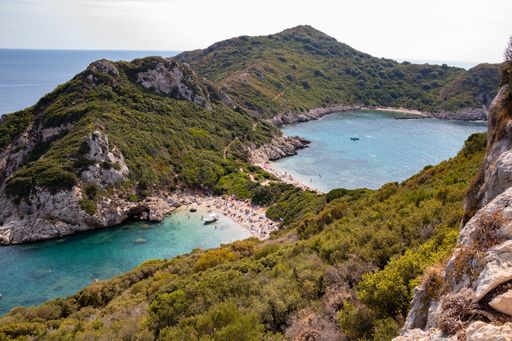 A beautiful shot of bays surrounded by green mountains
